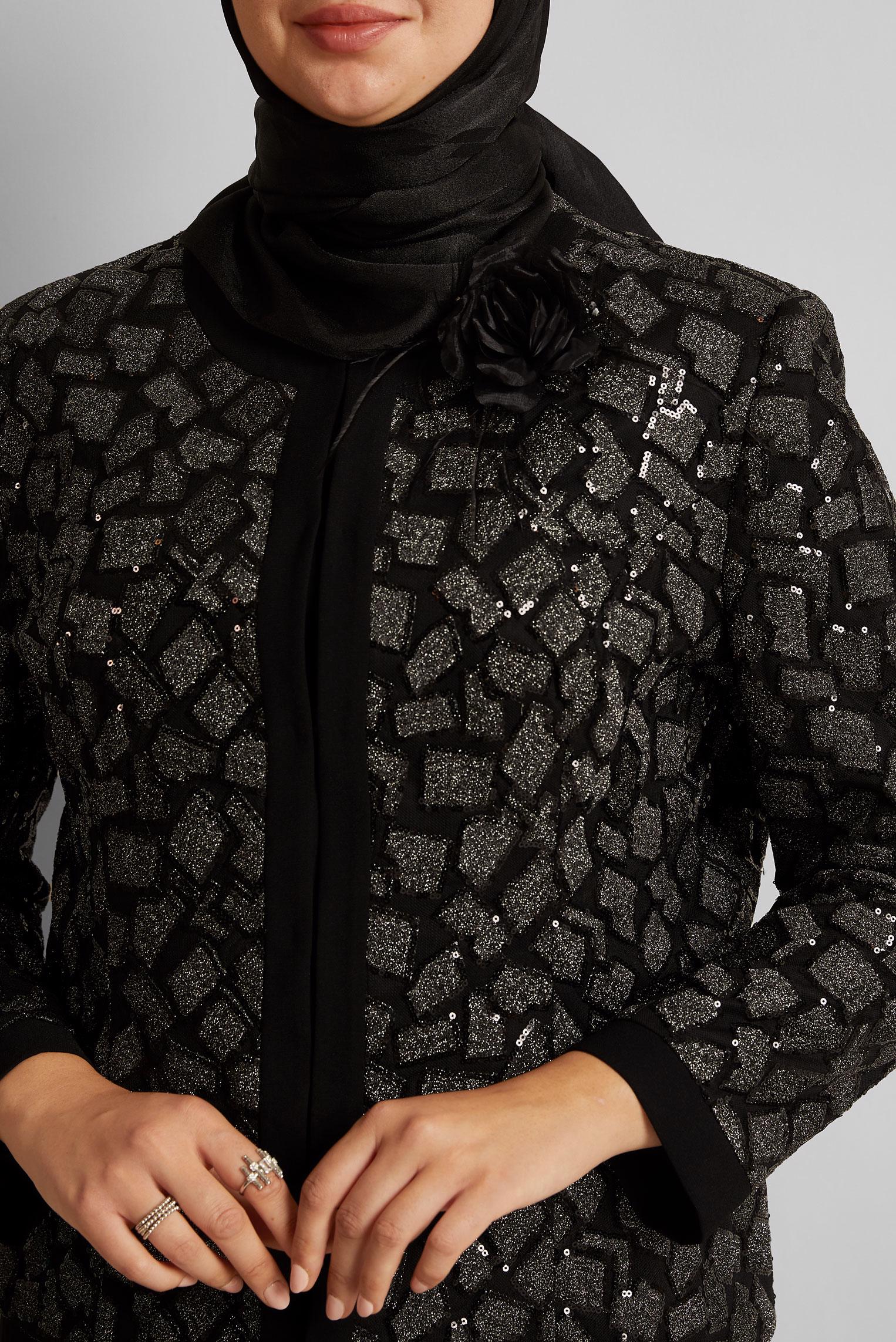 Hijab clothing BLACK DRESS SUIT WITH BROOCH 30446