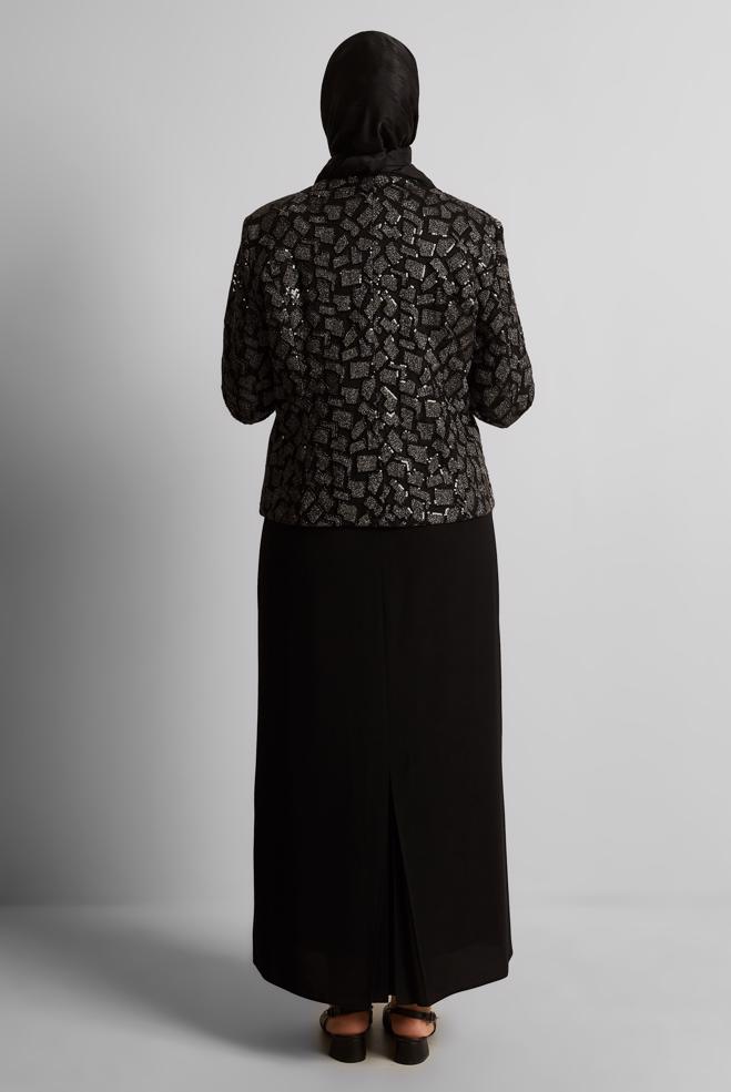 Vêtements hijab NOIR COSTUME AVEC BROCHE 30446 - ALVİNA