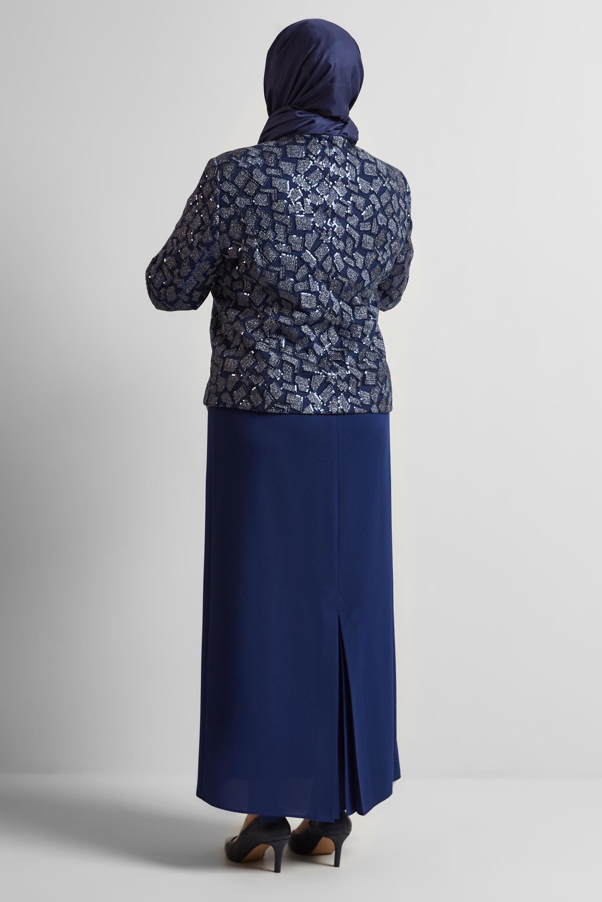 Tesettür giyim LACİVERT BÜYÜK BEDEN ELBİSELİ TAKIM 30446 