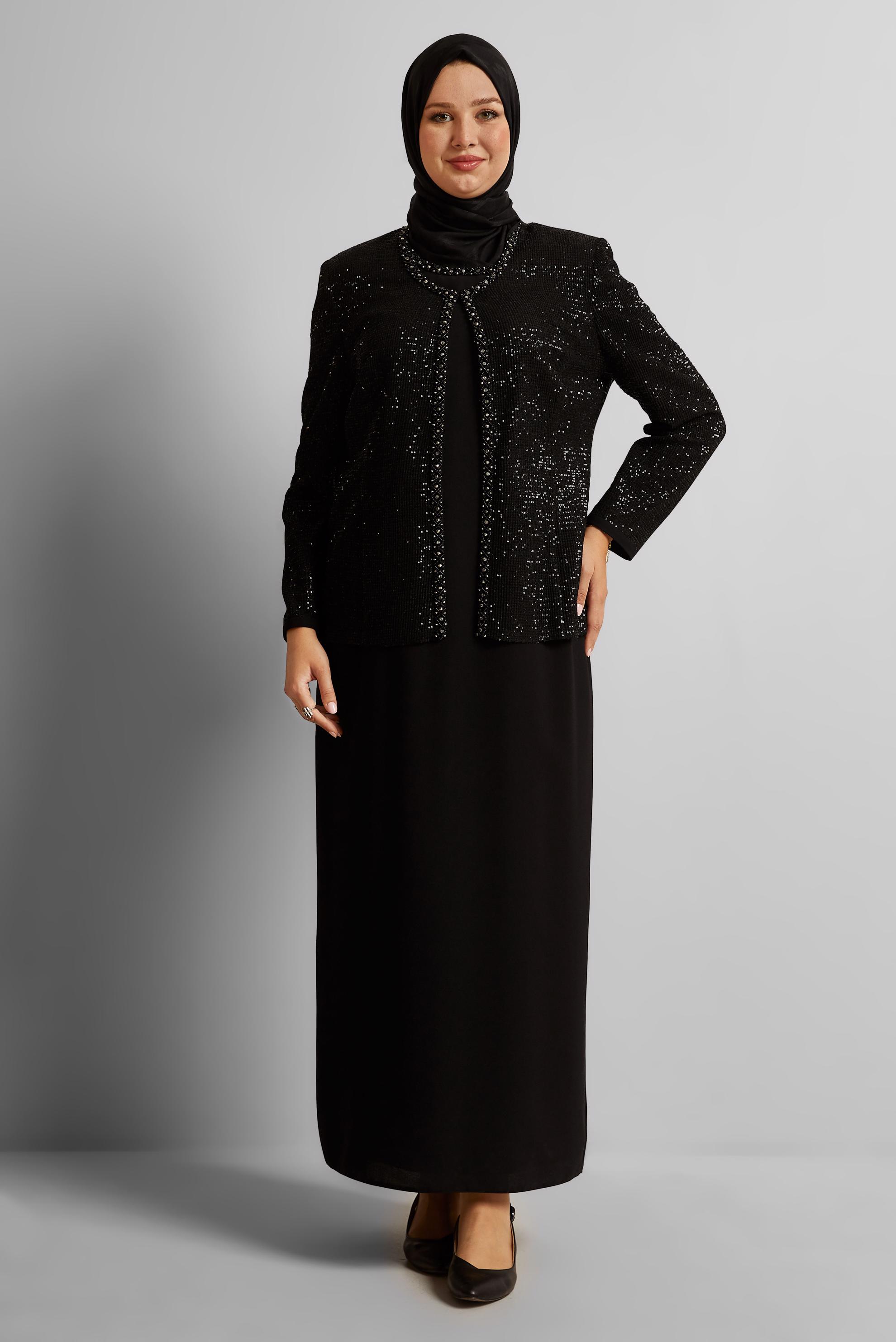 Vêtements hijab NOIR COSTUME AVEC VESTE 30523