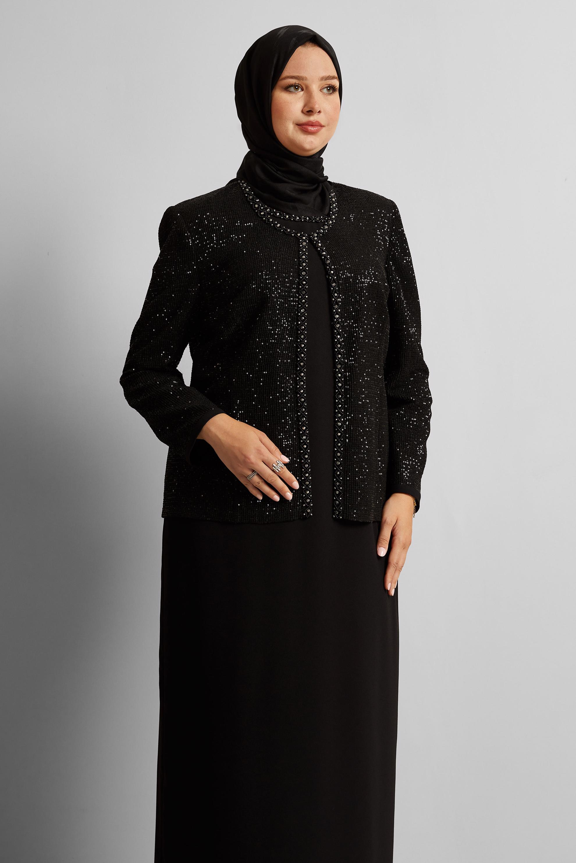 Vêtements hijab NOIR COSTUME AVEC VESTE 30523