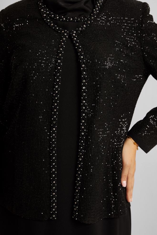 Vêtements hijab NOIR COSTUME AVEC VESTE 30523 - ALVİNA