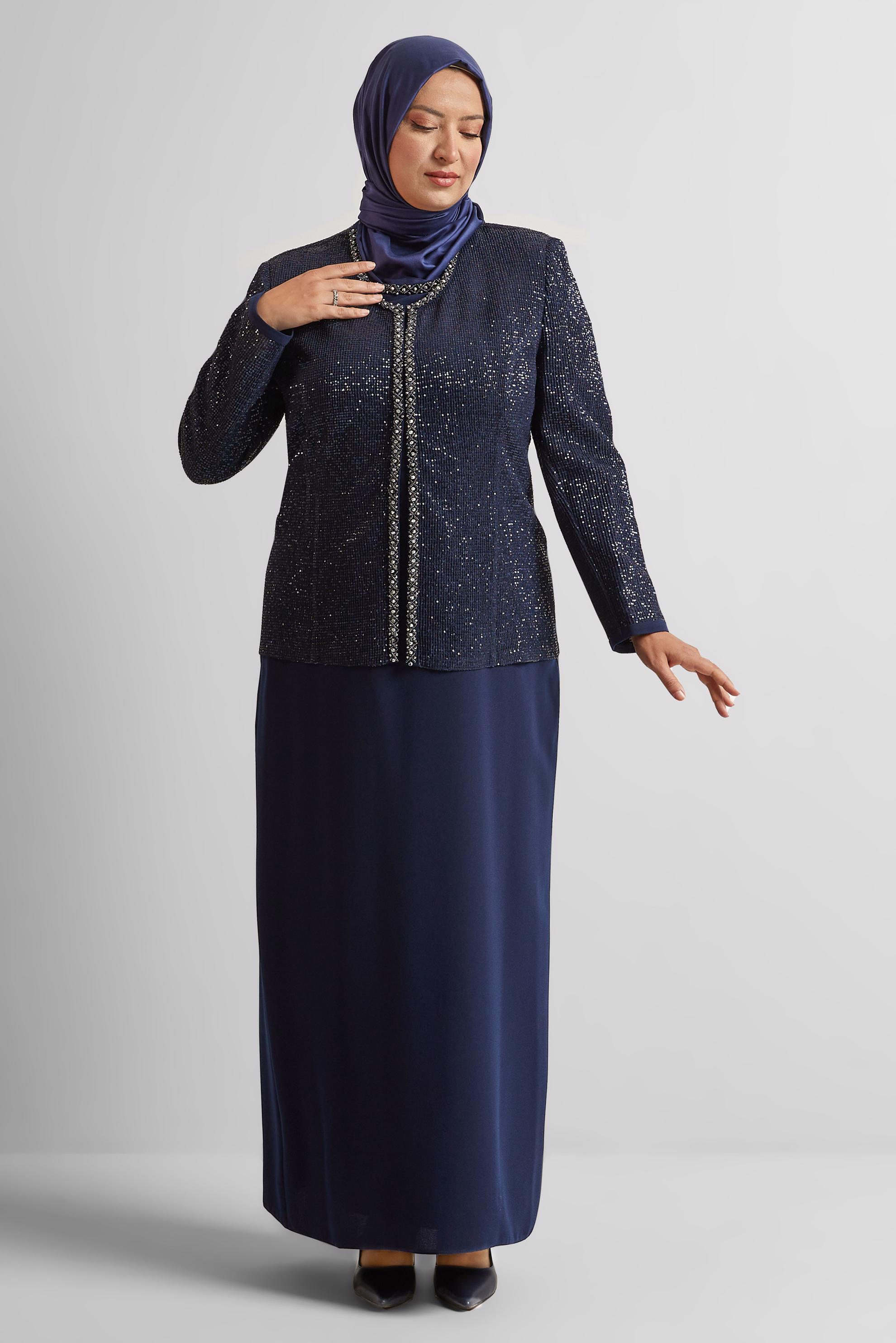 Vêtements hijab BLEU MARINE COSTUME AVEC VESTE 30523