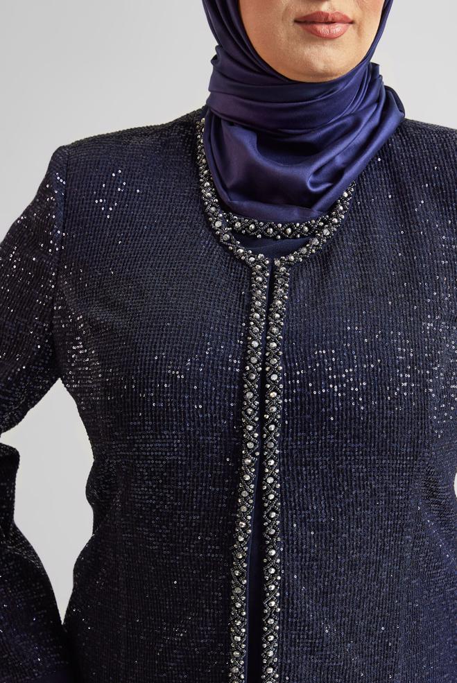 Vêtements hijab BLEU MARINE COSTUME AVEC VESTE 30523 - ALVİNA