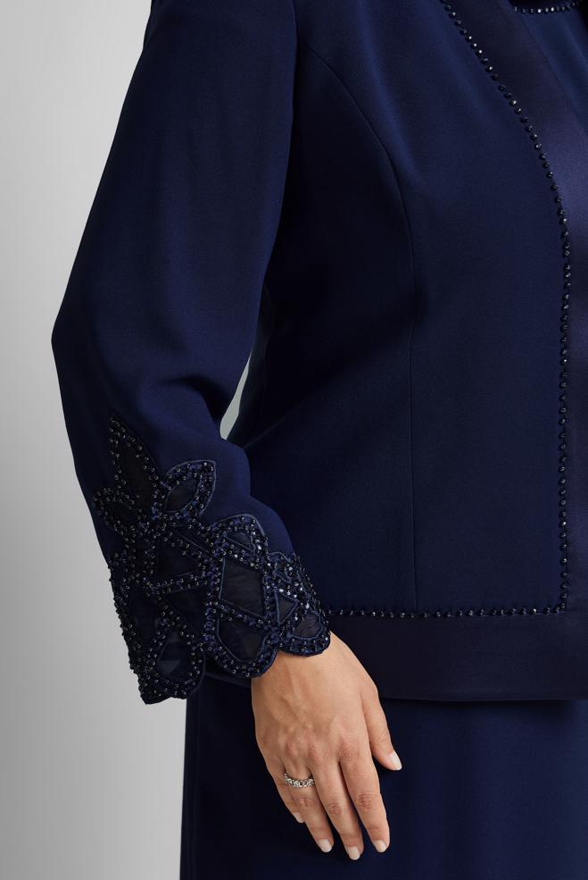 Vêtements hijab BLEU MARINE COSTUME AVEC DÉTAIL DE PIERRES PRÉCIEUSES 30529 - ALVİNA