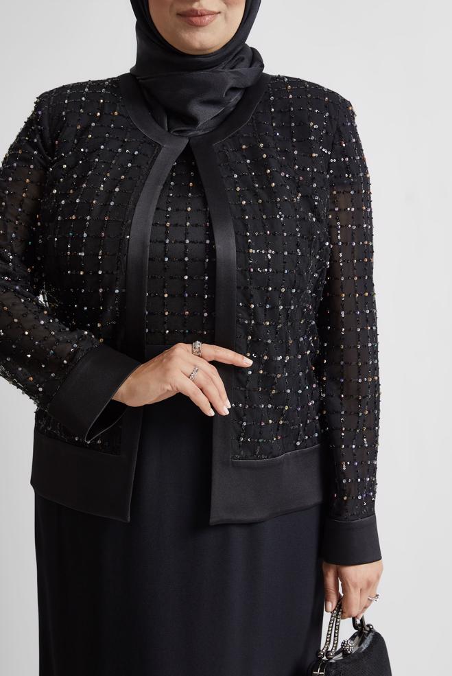 Vêtements hijab NOIR COSTUME AVEC BIJOU 30530 - ALVİNA