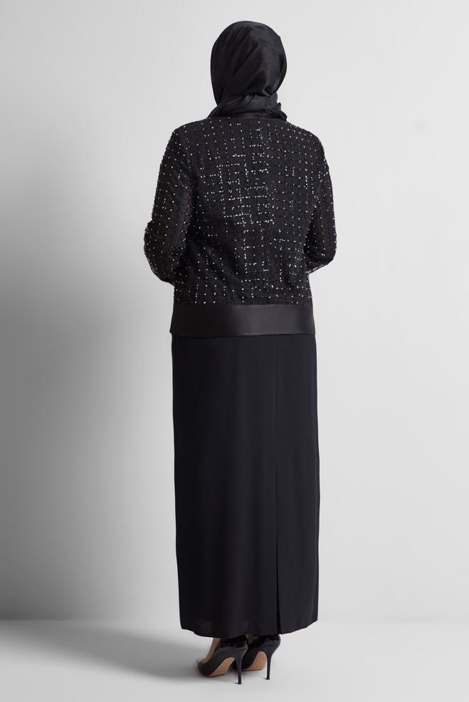 Vêtements hijab NOIR COSTUME AVEC BIJOU 30530 - ALVİNA