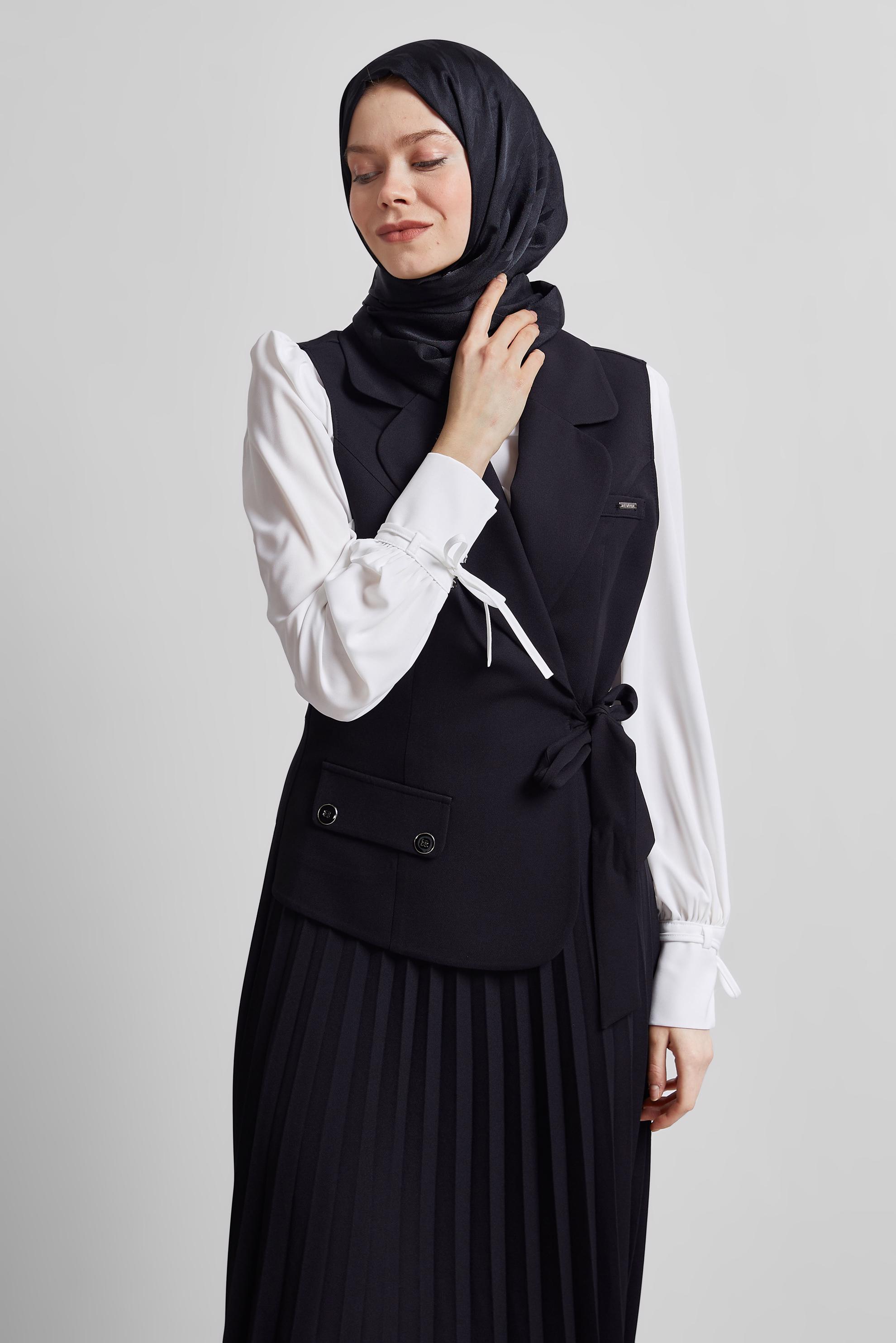 Tesettür giyim SİYAH TUNİKLİ ELBİSELİ TAKIM 45330