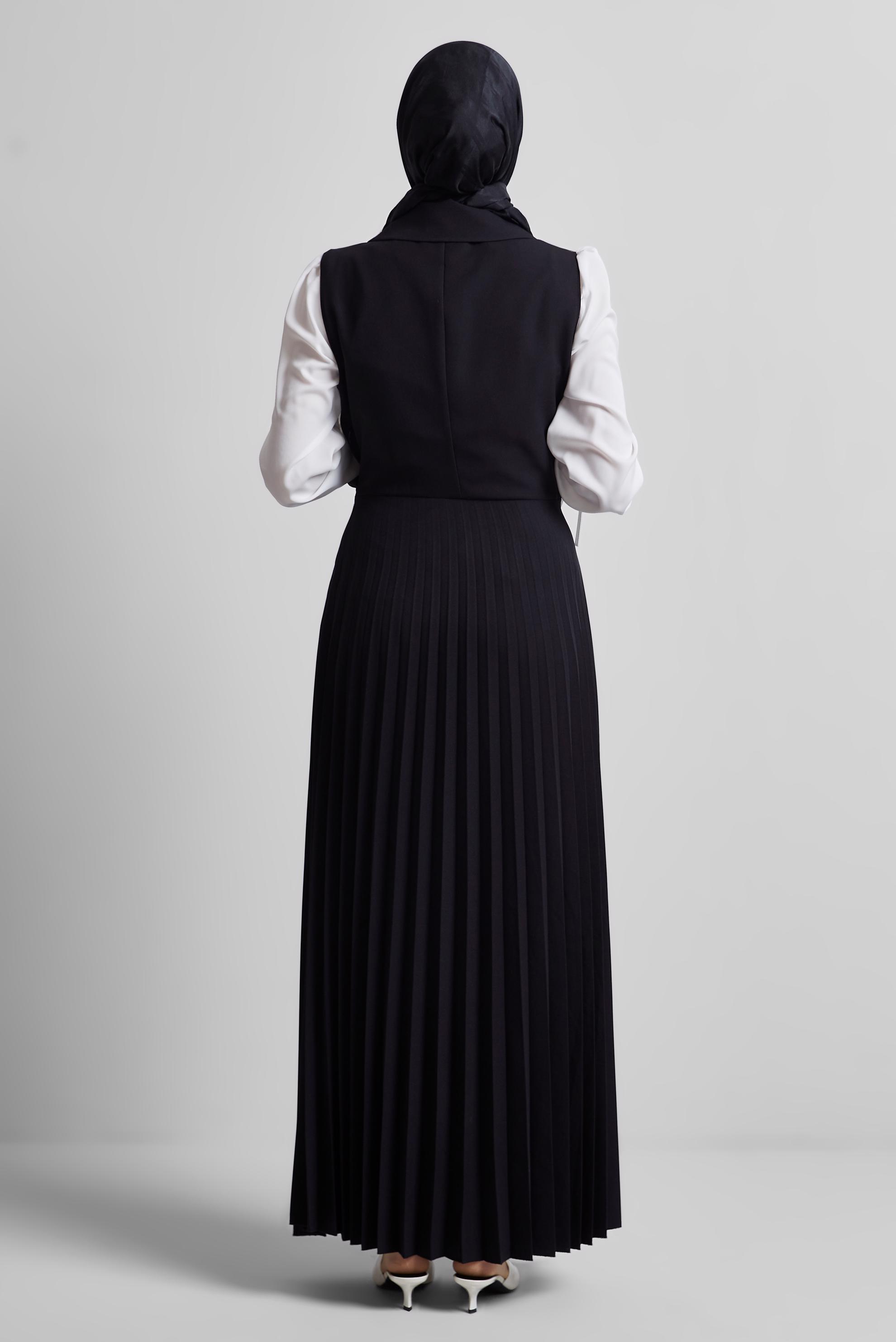 Tesettür giyim SİYAH TUNİKLİ ELBİSELİ TAKIM 45330