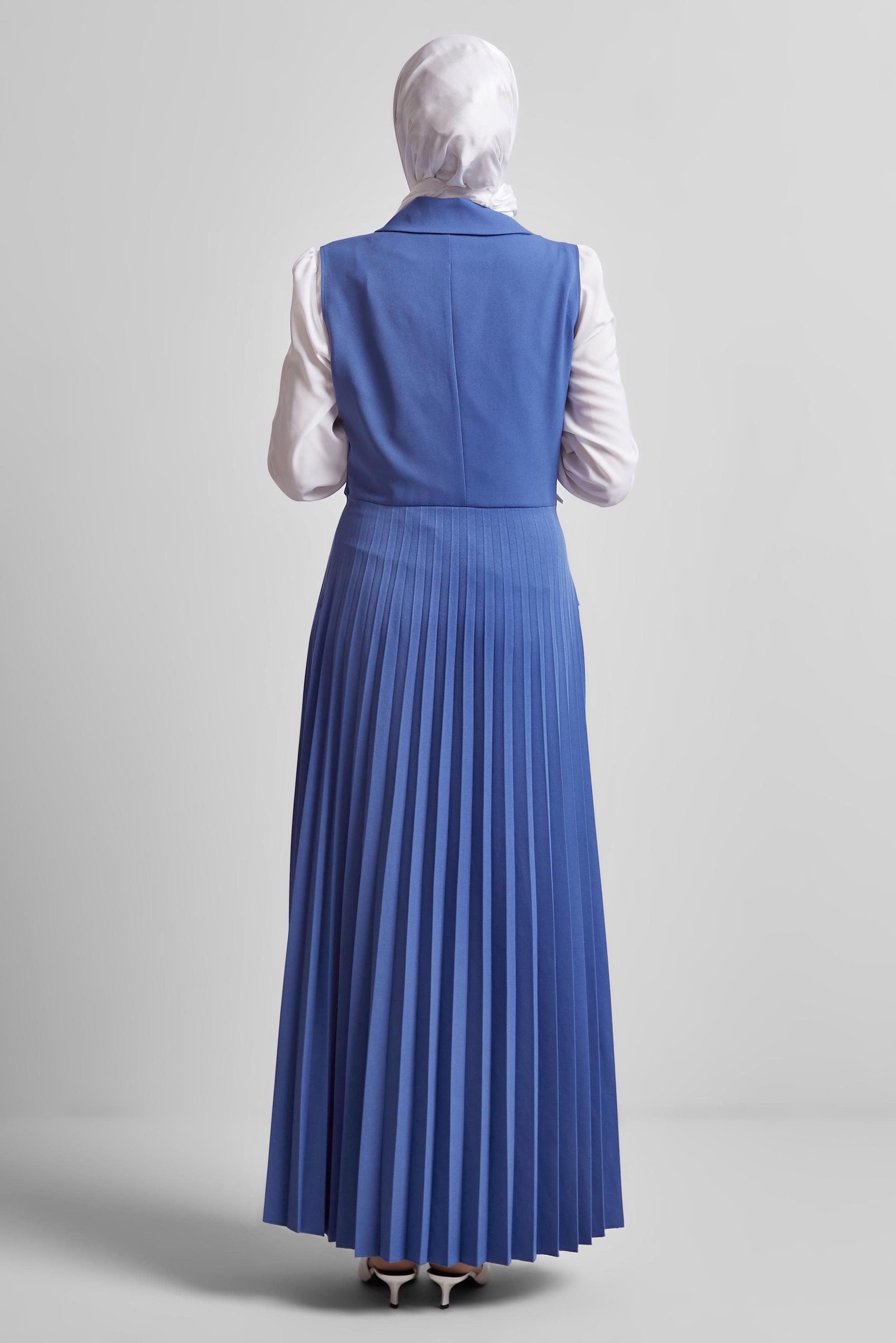 Tesettür giyim MAVİ TUNİKLİ ELBİSELİ TAKIM 45330