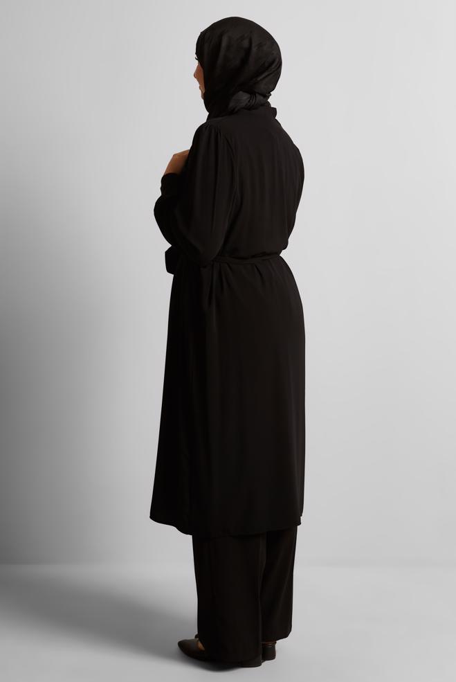 Vêtements hijab NOIR COSTUME PANTALON CEINTURÉ 20545 - ALVİNA