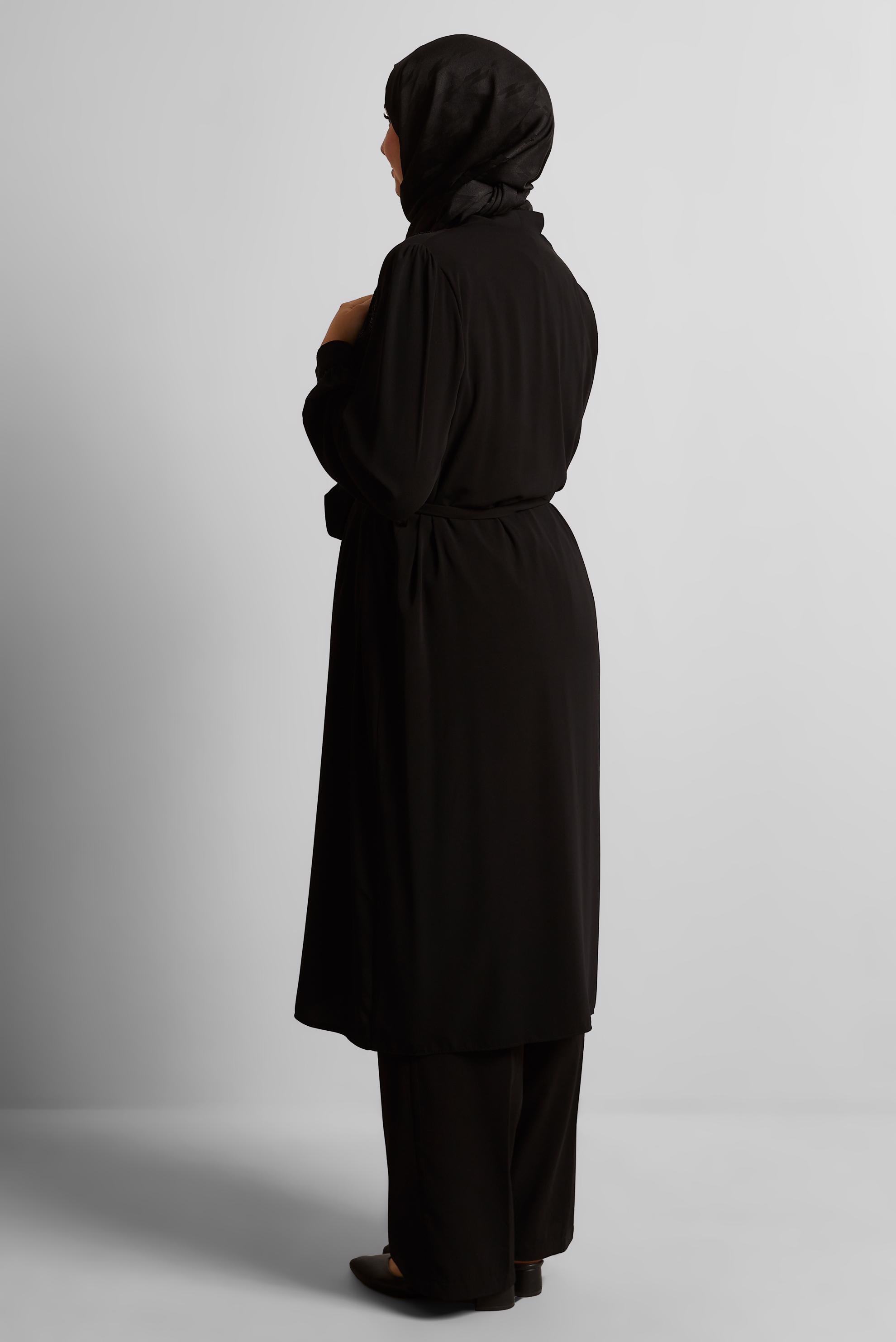 Vêtements hijab NOIR COSTUME PANTALON CEINTURÉ 20545