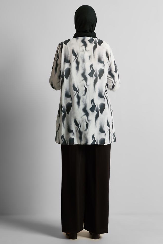 Vêtements hijab NOIR COSTUME PANTALON À MOTIFS 20706 - ALVİNA