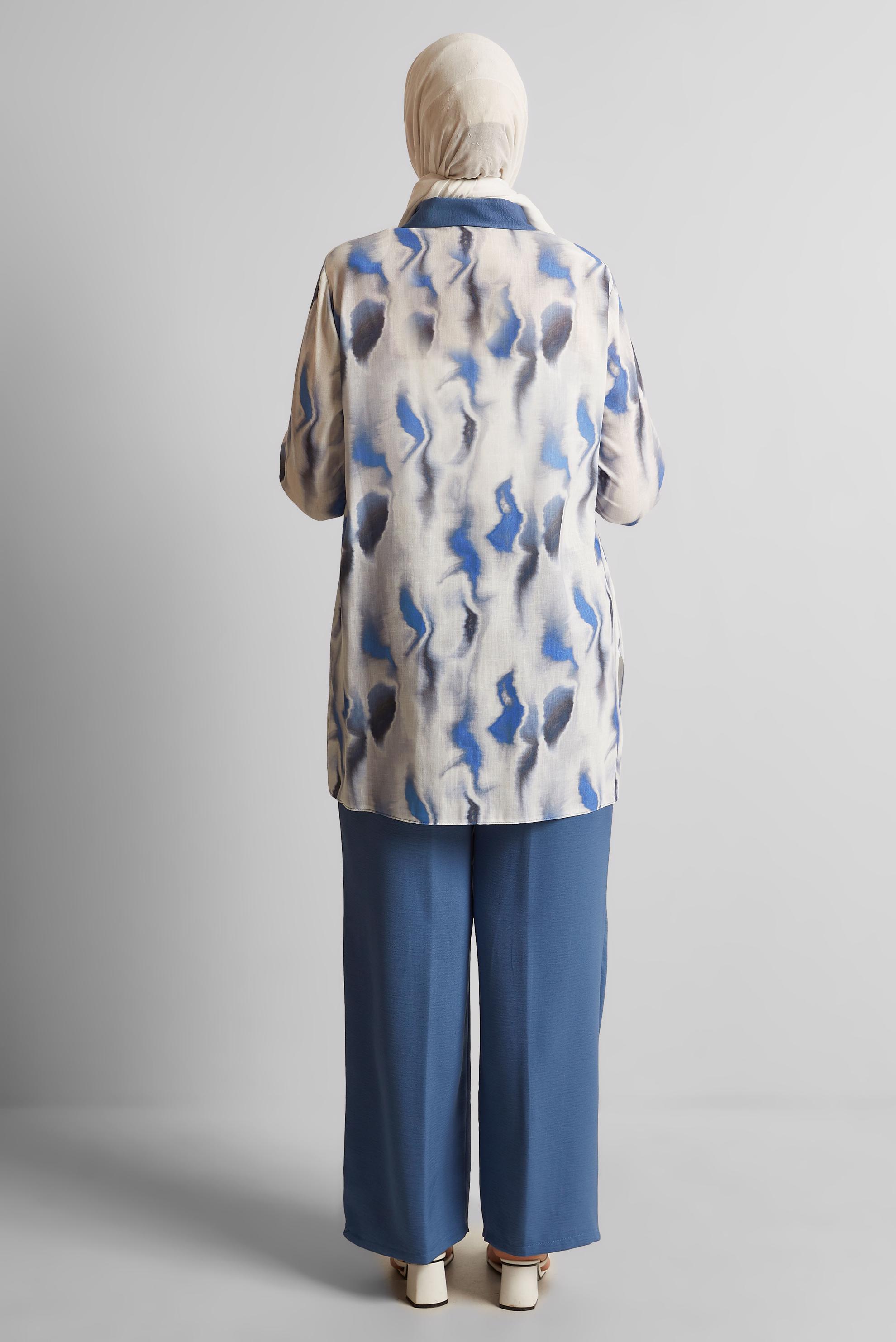 Vêtements hijab BLEU MARINE COSTUME PANTALON À MOTIFS 20706