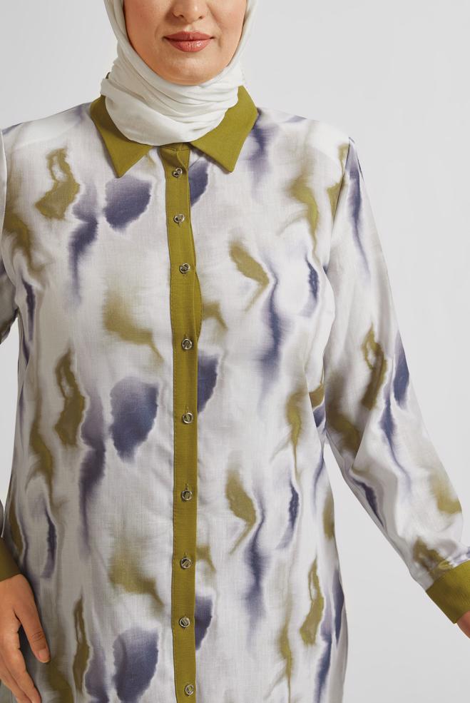 Vêtements hijab VERT COSTUME PANTALON À MOTIFS 20706 - ALVİNA