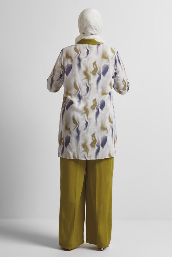 Vêtements hijab VERT COSTUME PANTALON À MOTIFS 20706 - ALVİNA