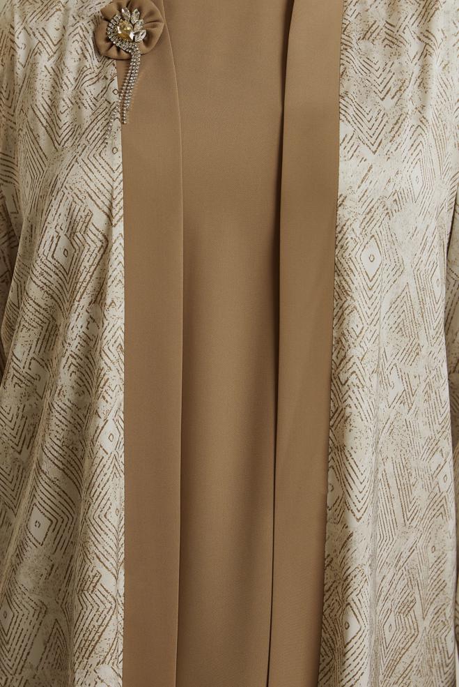 Vêtements hijab BRUN COSTUME PANTALON TROIS PIÈCES 20712 - ALVİNA