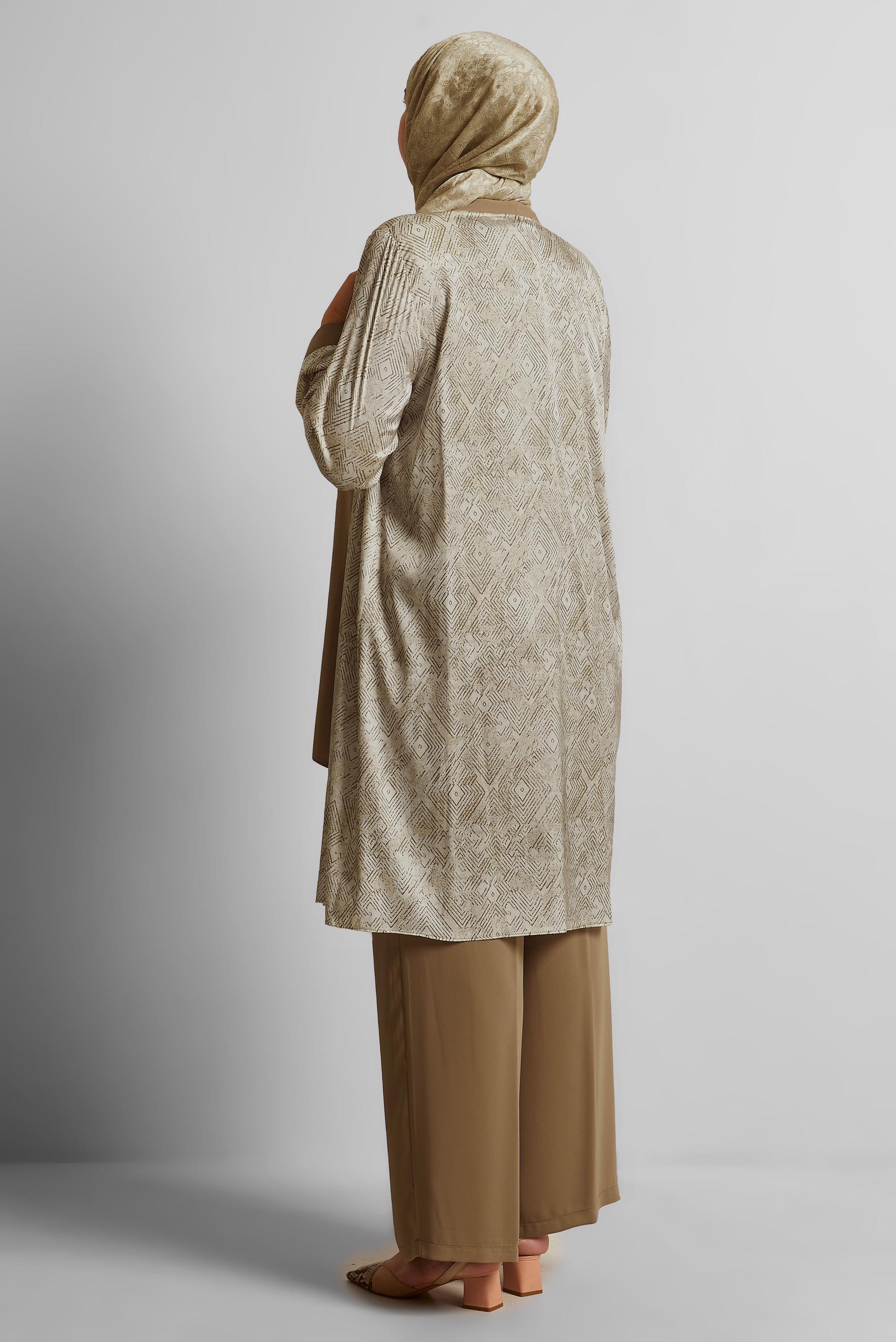 Vêtements hijab BRUN COSTUME PANTALON TROIS PIÈCES 20712