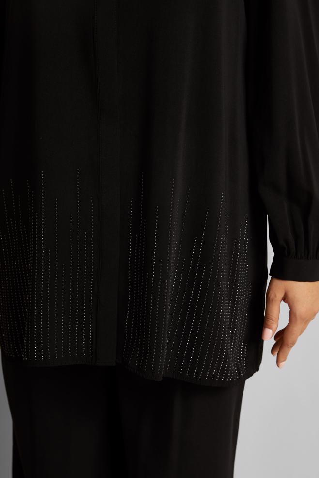 Vêtements hijab NOIR COSTUME PANTALON AVEC BIJOU 20713 - ALVİNA