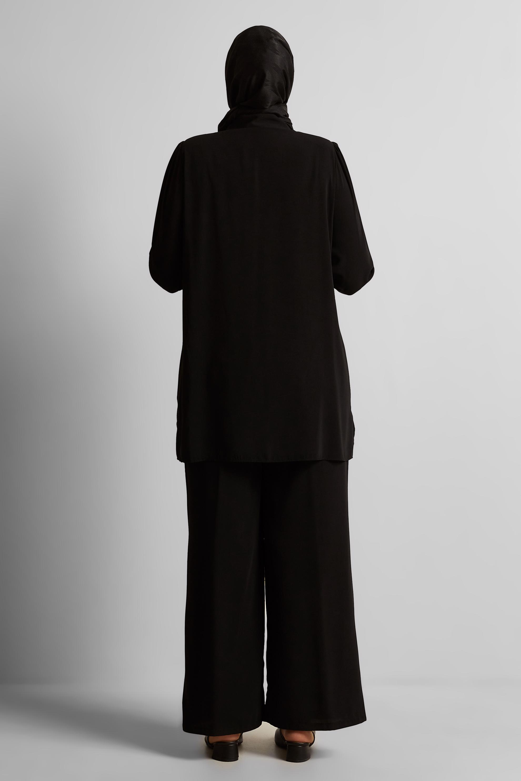 Tesettür giyim SİYAH TAŞLI BÜYÜK BEDEN PANTOLONLU TAKIM 20713