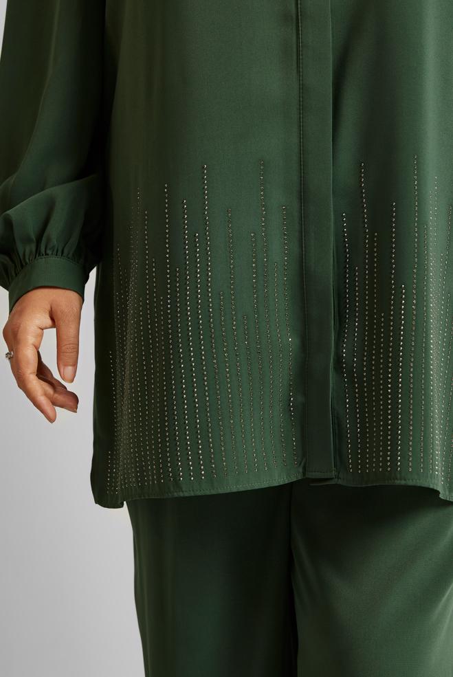 Vêtements hijab VERT COSTUME PANTALON AVEC BIJOU 20713 - ALVİNA