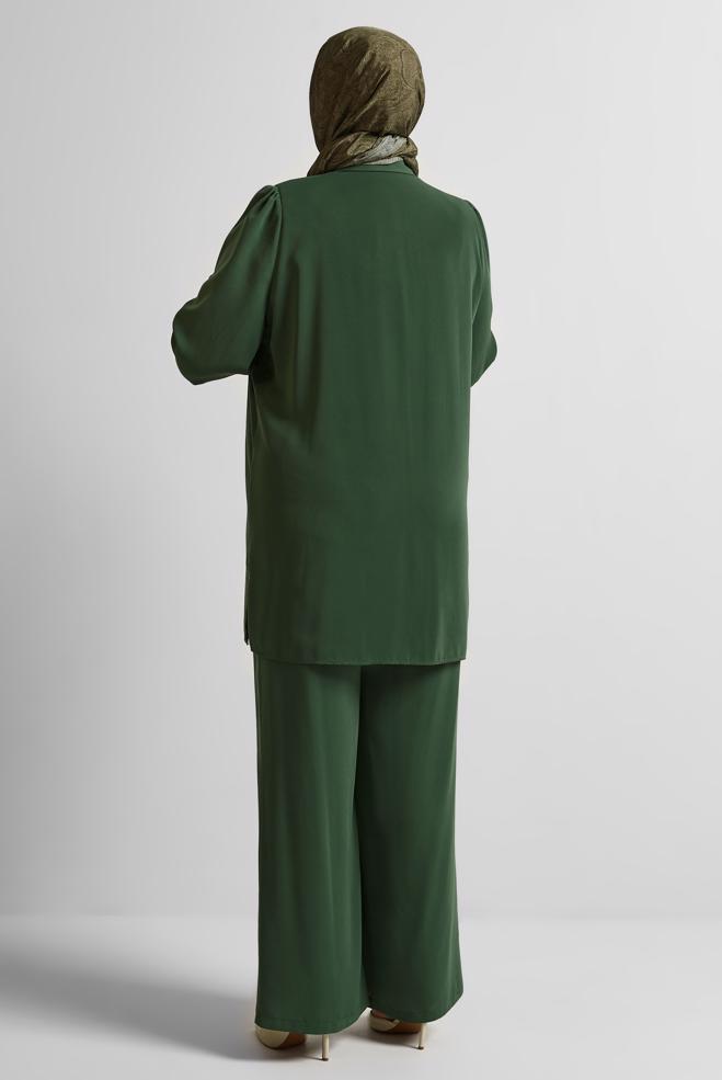 Vêtements hijab VERT COSTUME PANTALON AVEC BIJOU 20713 - ALVİNA