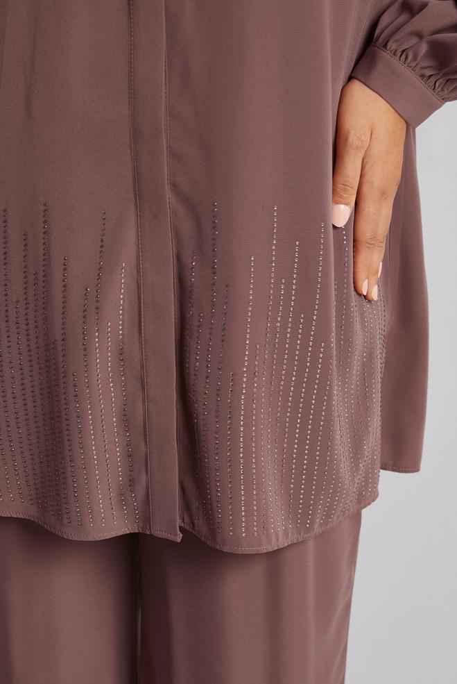 Vêtements hijab ROSE COSTUME PANTALON AVEC BIJOU 20713 - ALVİNA