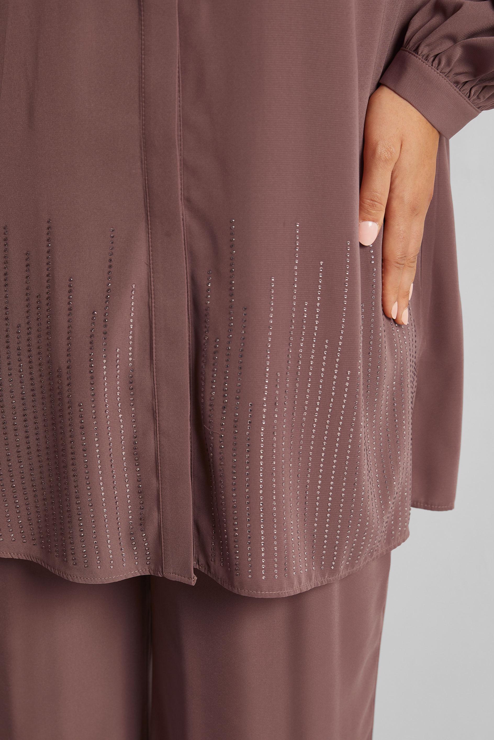 Tesettür giyim PEMBE TAŞLI BÜYÜK BEDEN PANTOLONLU TAKIM 20713