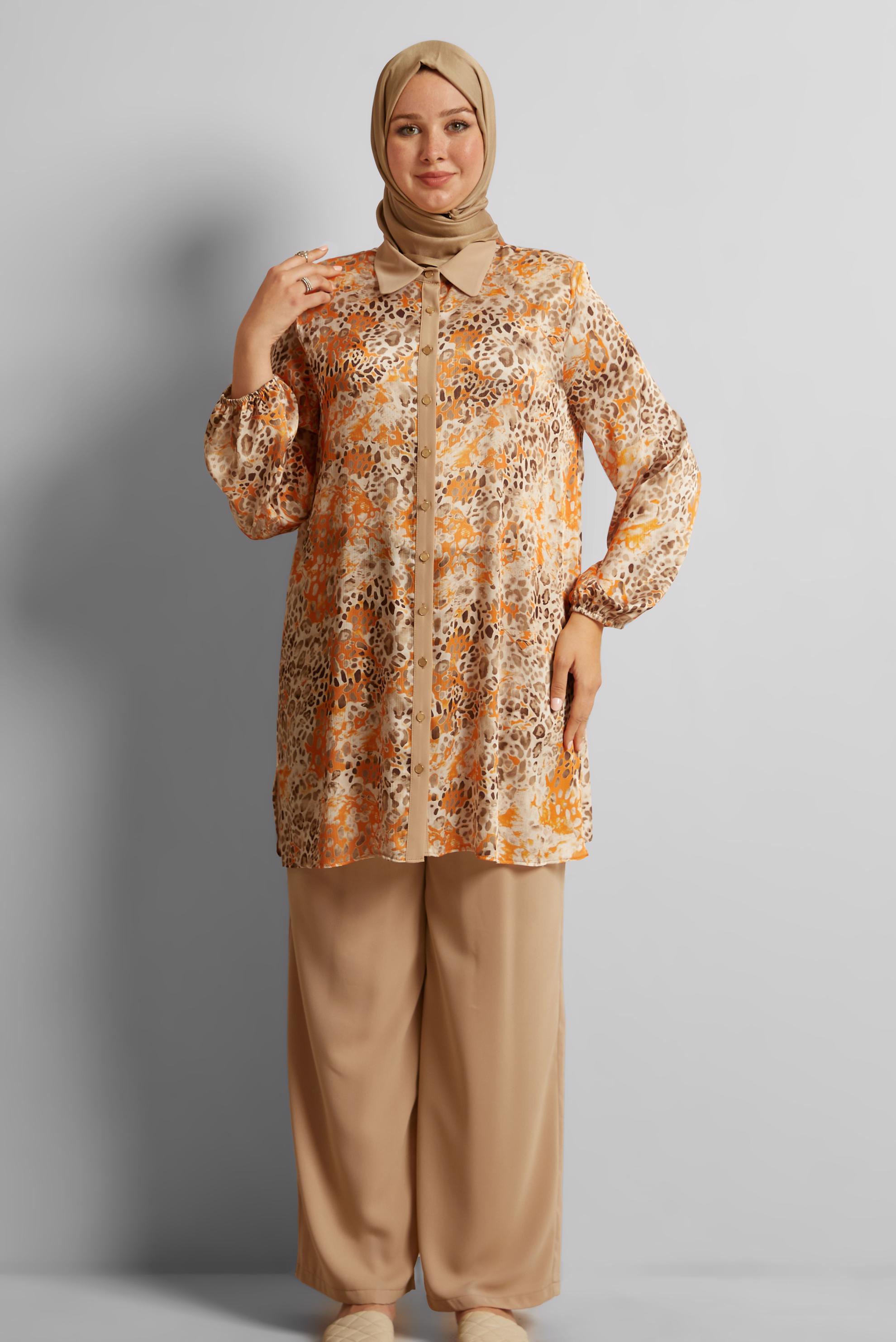 Hijab clothing ORANGE PATTERNED PANTSUIT 20715