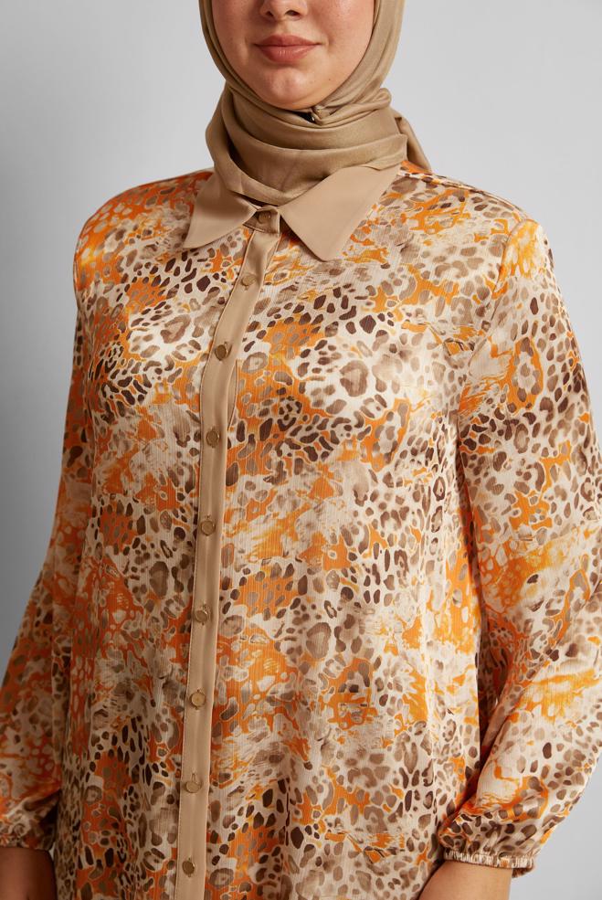 Vêtements hijab ORANGE COSTUME PANTALON À MOTIFS 20715 - ALVİNA