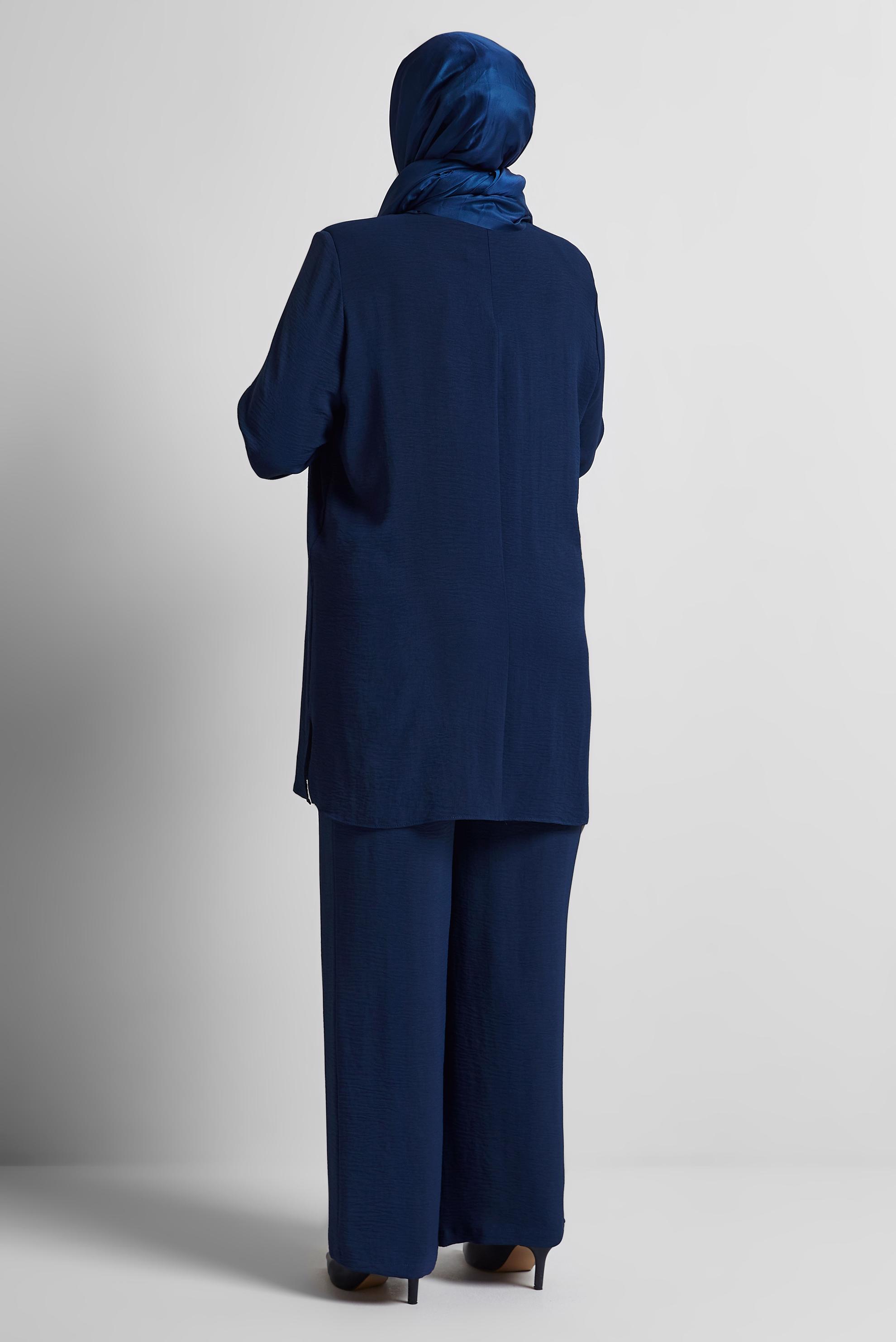 Vêtements hijab BLEU MARINE COSTUME PANTALON COL CHEMISE 20716