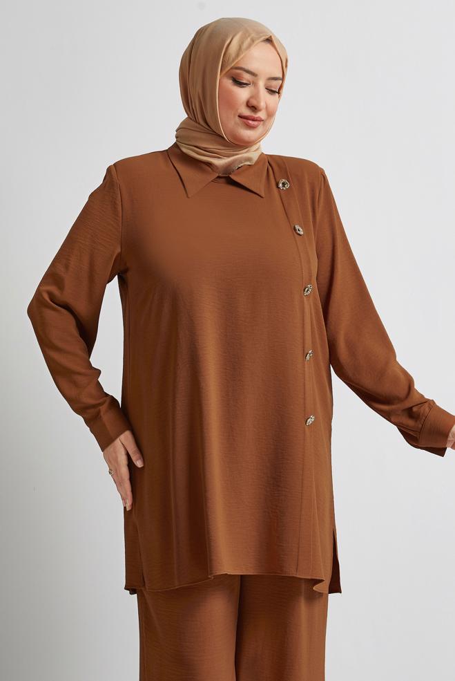 Vêtements hijab TABA COSTUME PANTALON COL CHEMISE 20716 - ALVİNA