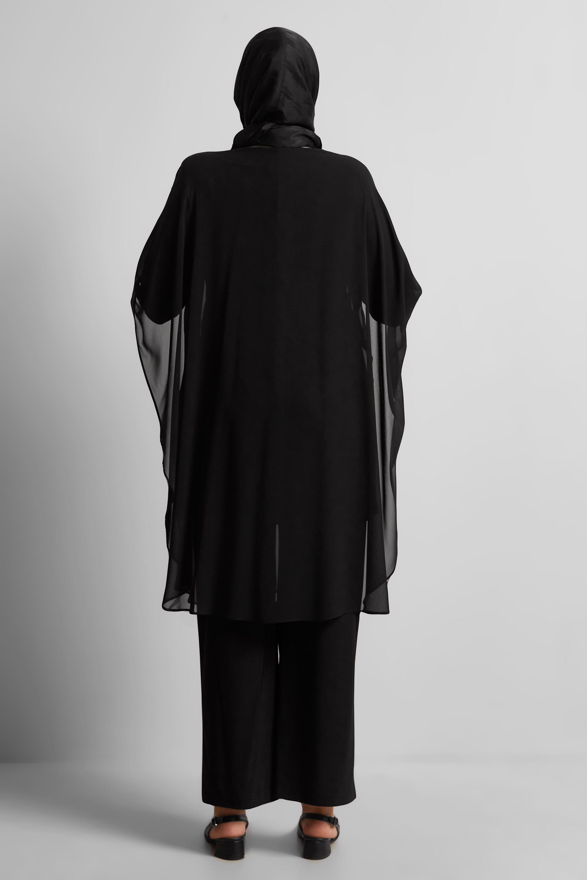 Hijab clothing BLACK CHIFFON PANTS SUIT 20722