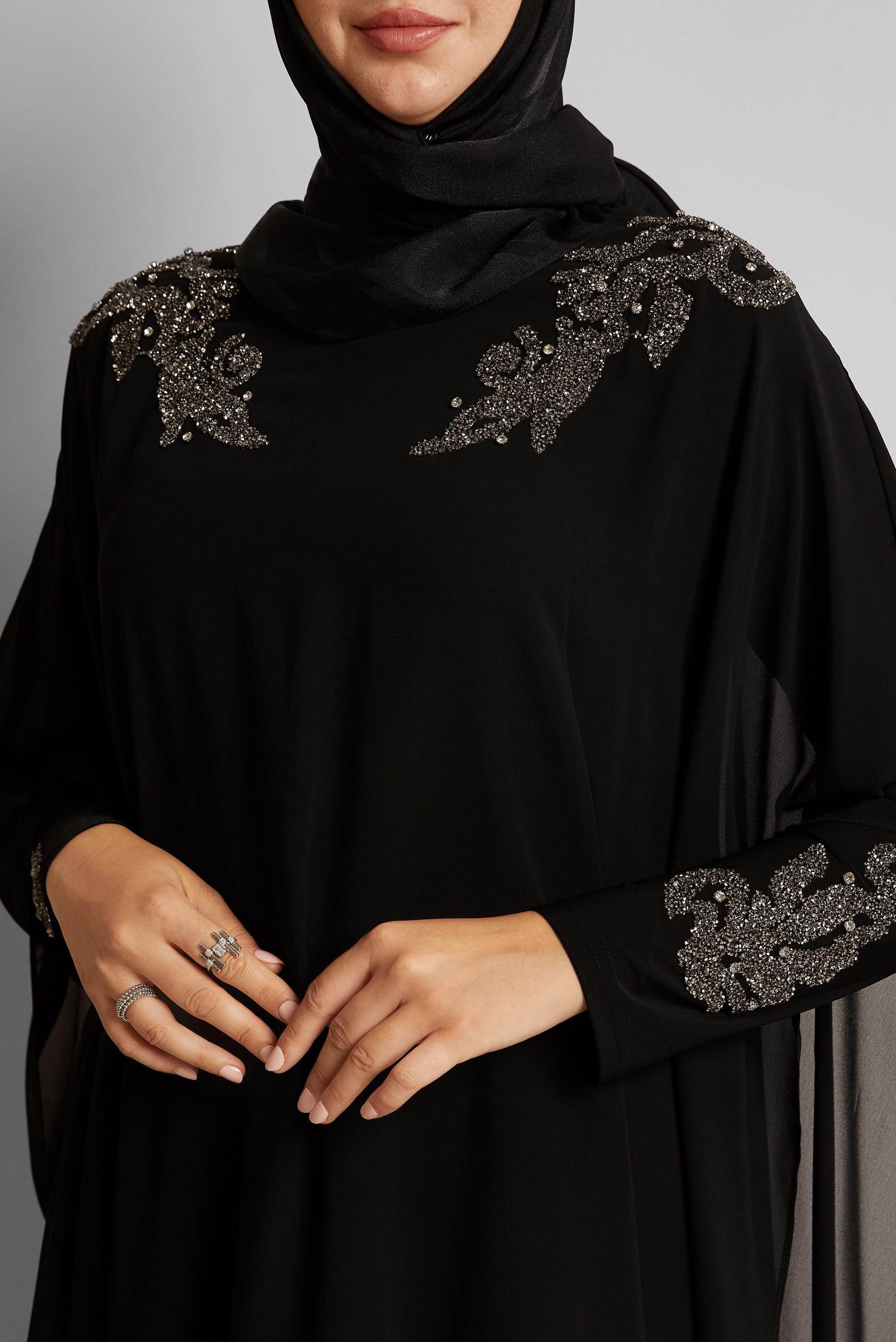 Hijab clothing BLACK CHIFFON SUIT WITH TROUSERS 20723