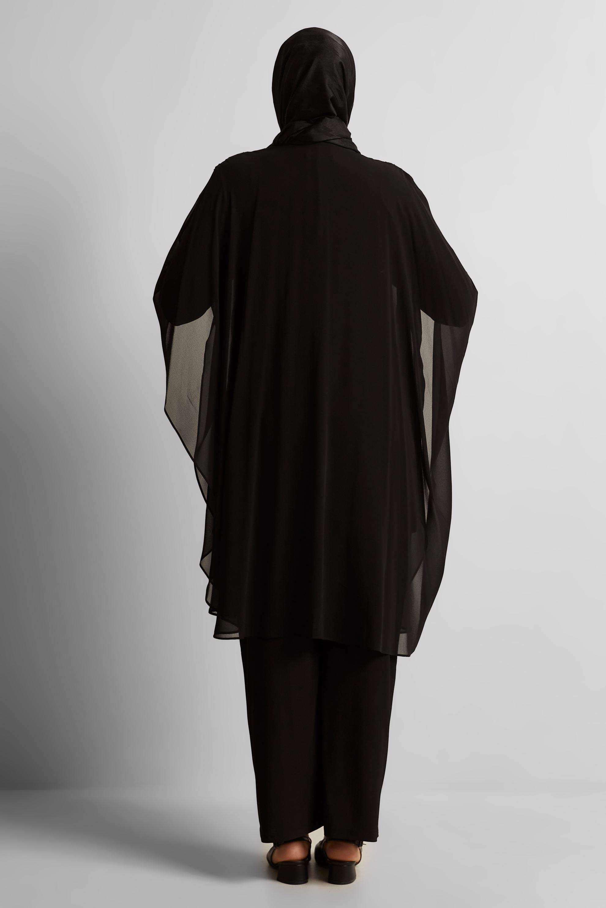 Hijab clothing BLACK CHIFFON SUIT WITH TROUSERS 20723