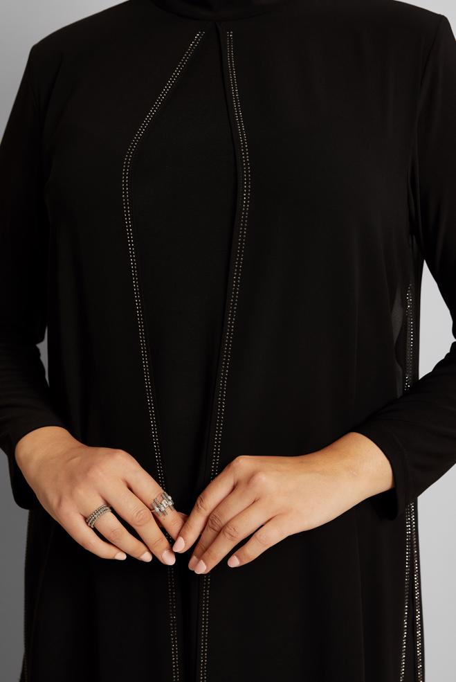 Vêtements hijab NOIR COSTUME PANTALON EN MOUSSELINE 20724 - ALVİNA