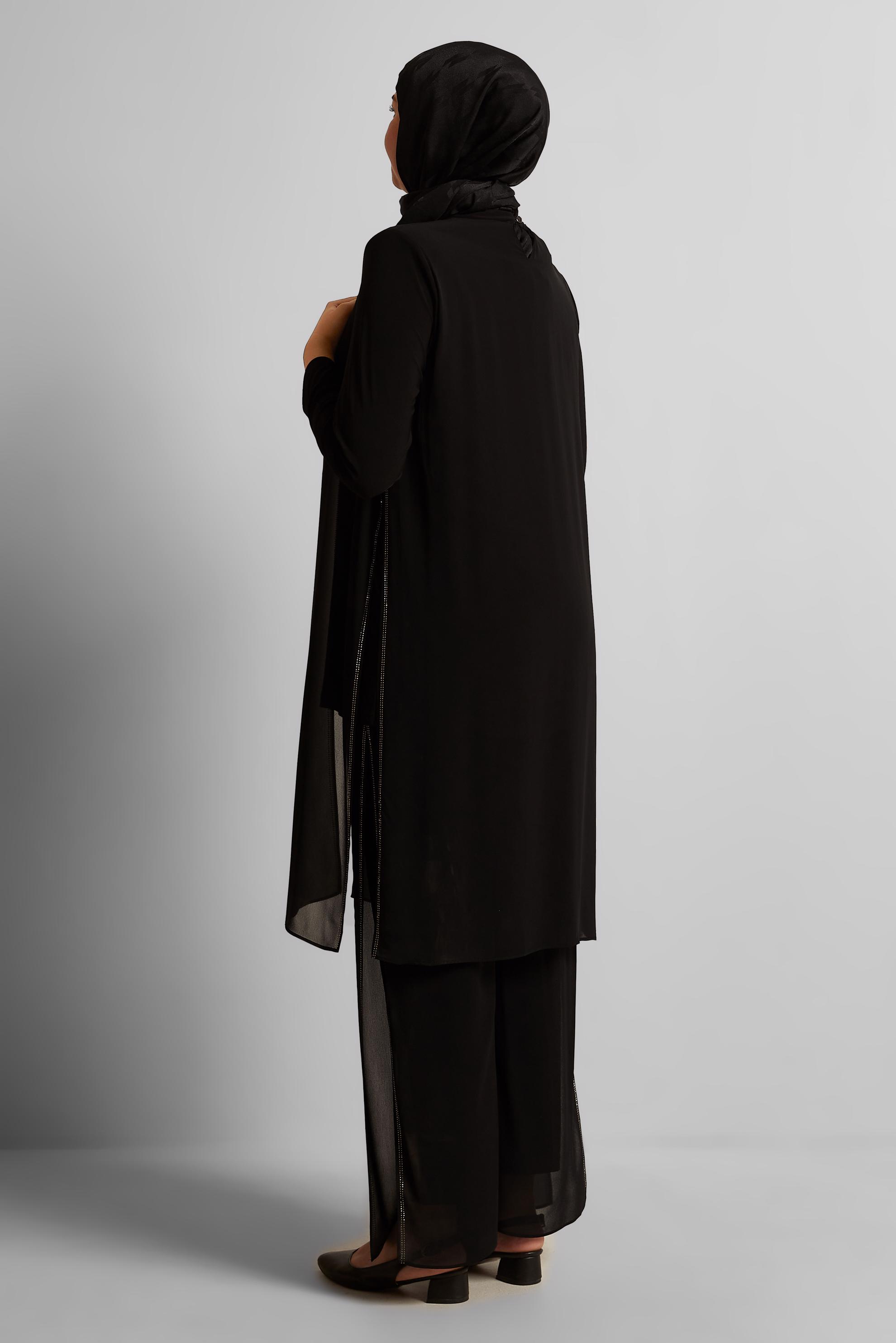 Vêtements hijab NOIR COSTUME PANTALON EN MOUSSELINE 20724