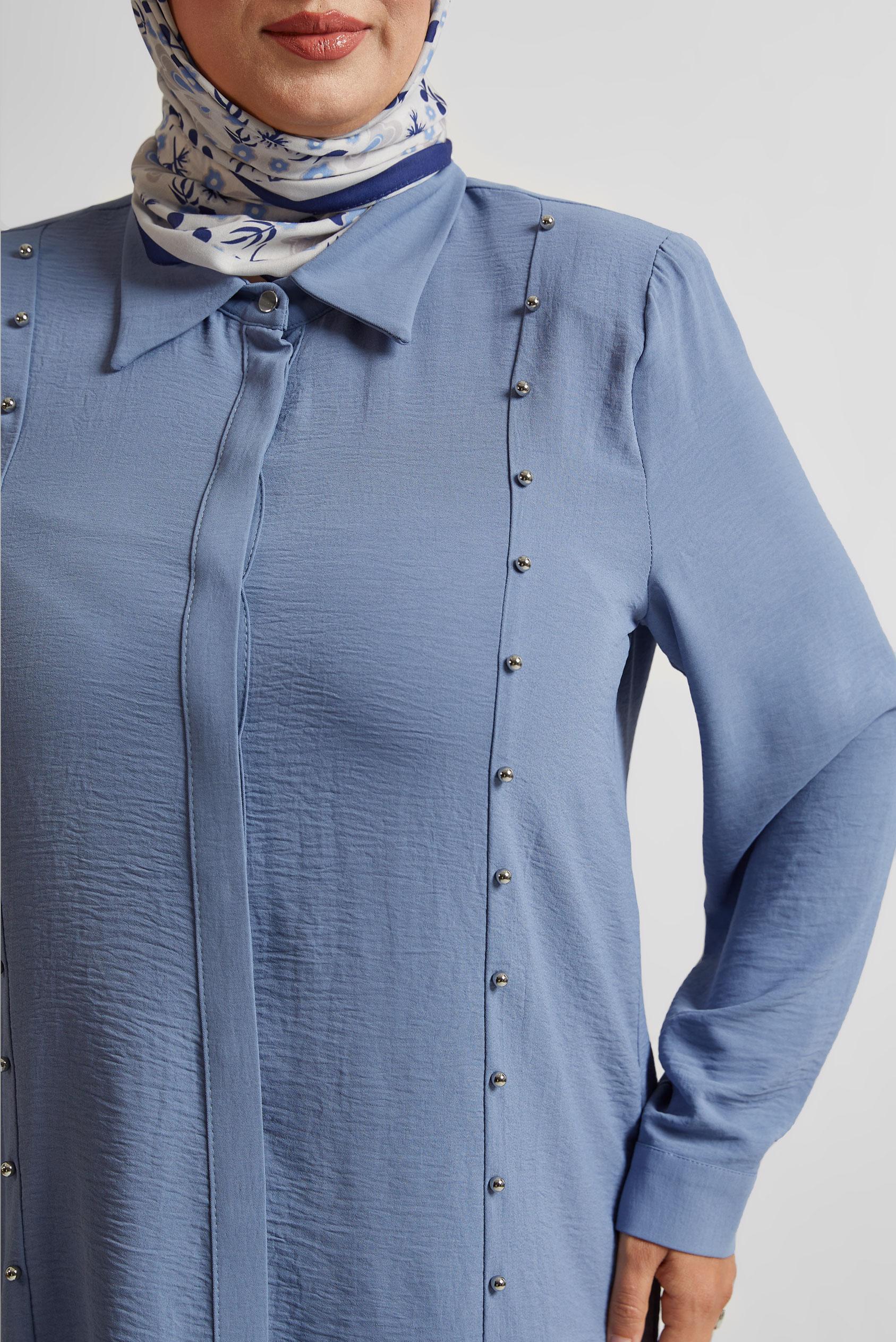 Vêtements hijab BLEU COSTUME PANTALON AVEC PERLES 20731