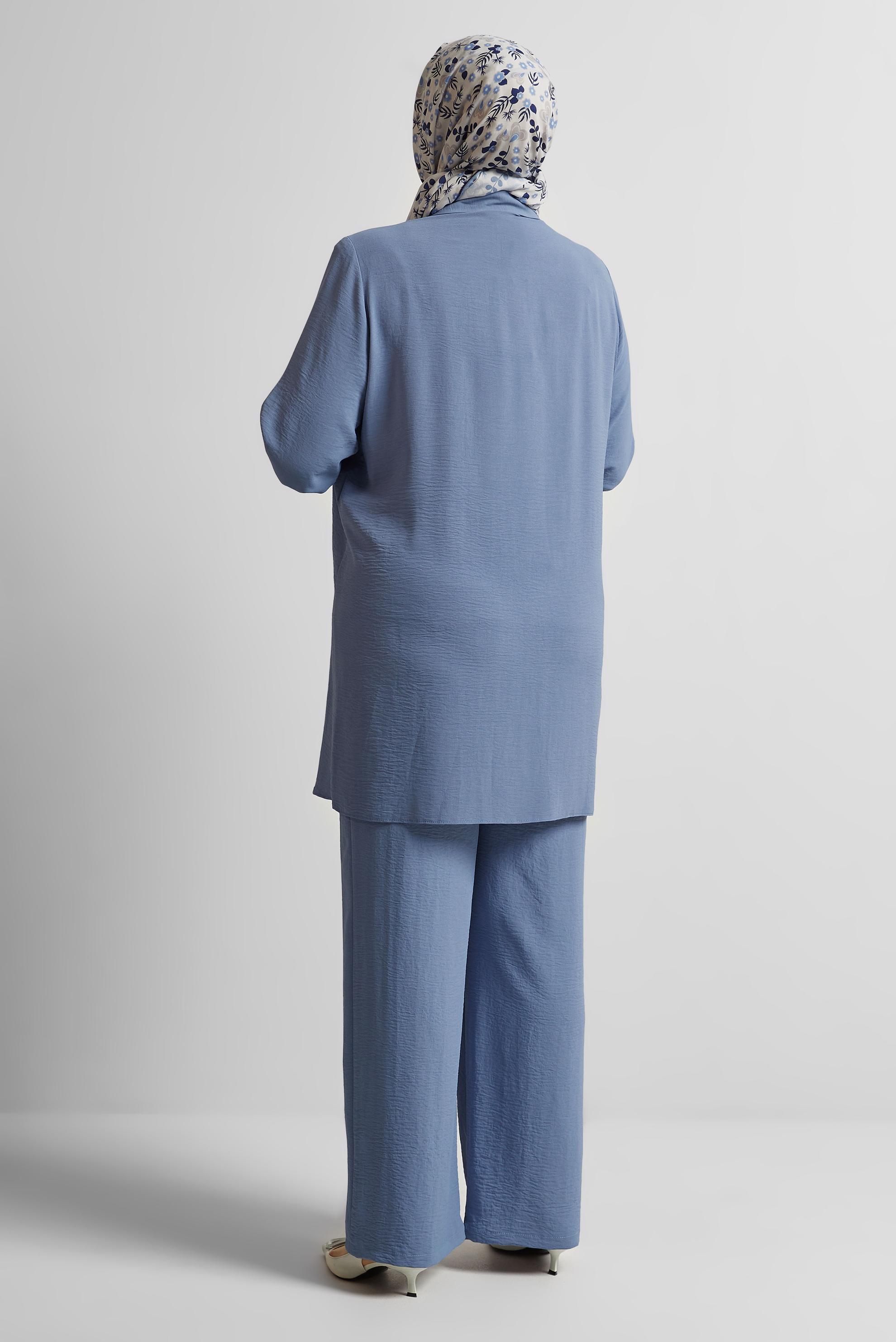 Vêtements hijab BLEU COSTUME PANTALON AVEC PERLES 20731