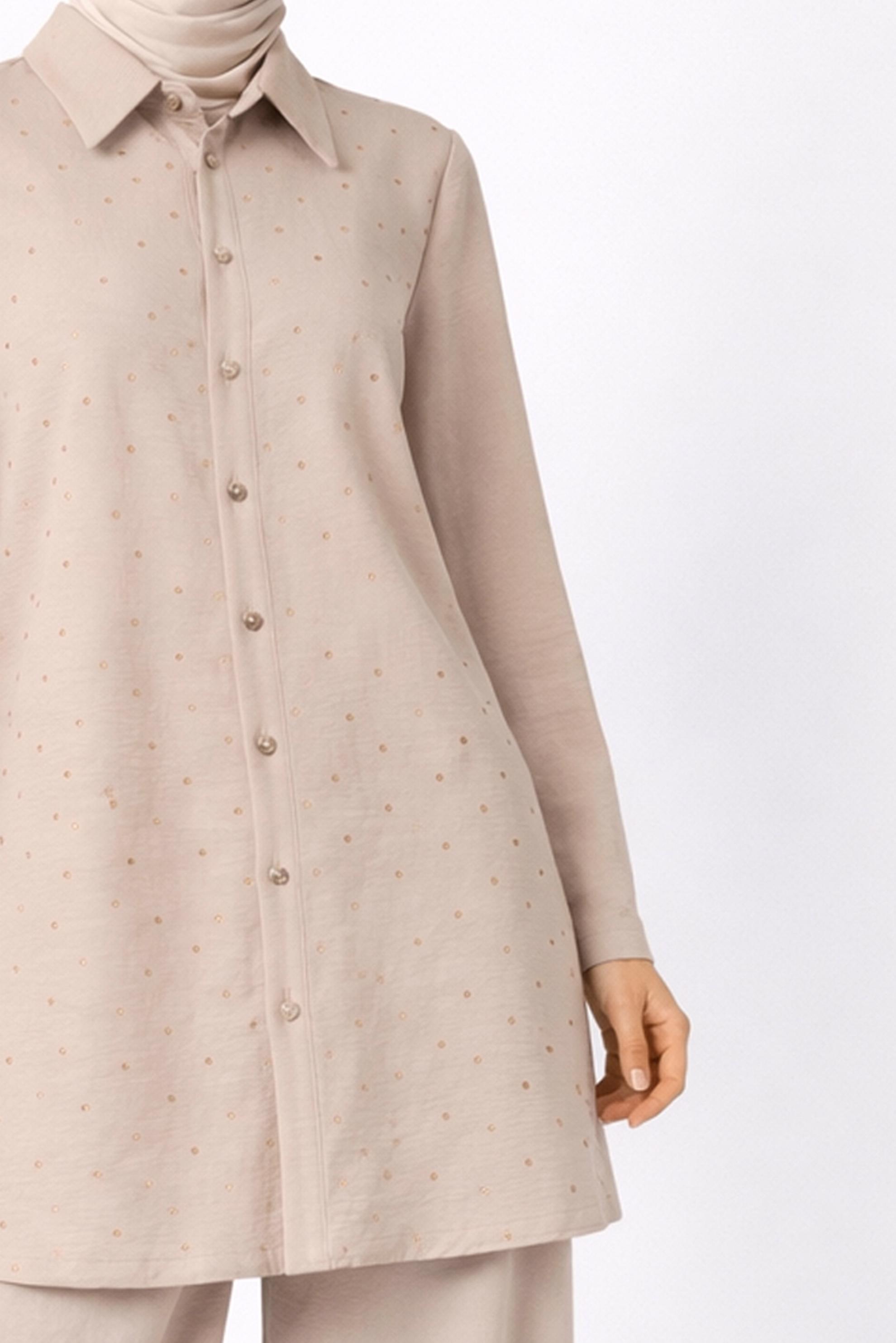 Vêtements hijab BEIGE ENSEMBLE PANTALON DÉTAILLÉ GEMME 20732