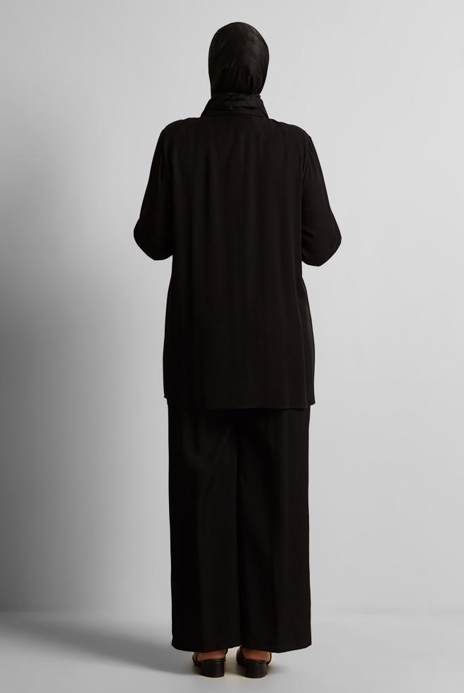 Vêtements hijab NOIR COSTUME PANTALON COL CHEMISE 20733 - ALVİNA