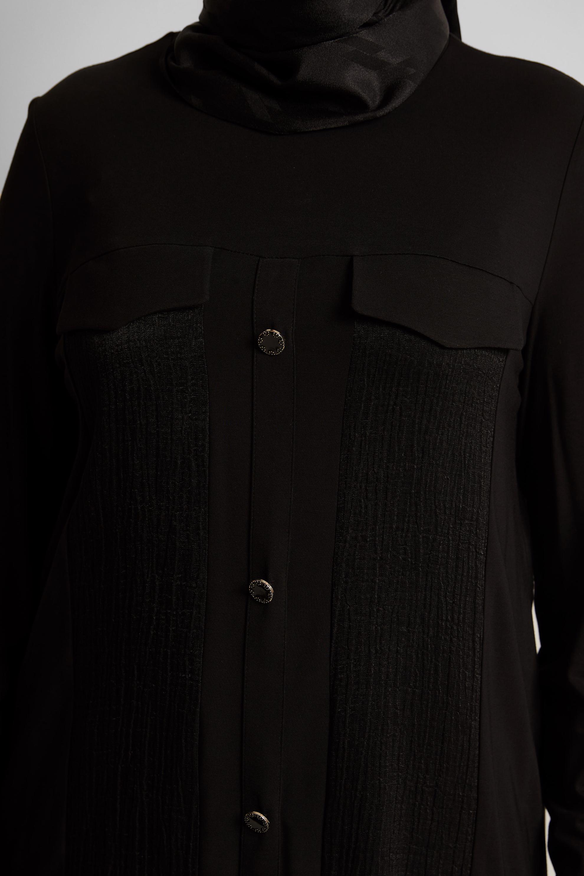 Tesettür giyim SİYAH DÜĞME DETAYLI PANTOLONLU TAKIM 20746