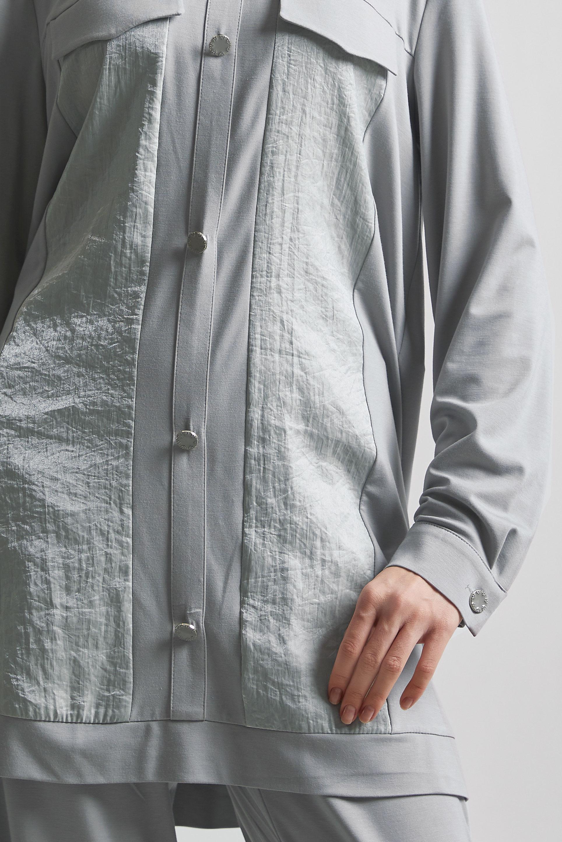 Tesettür giyim GRİ DÜĞME DETAYLI PANTOLONLU TAKIM 20746