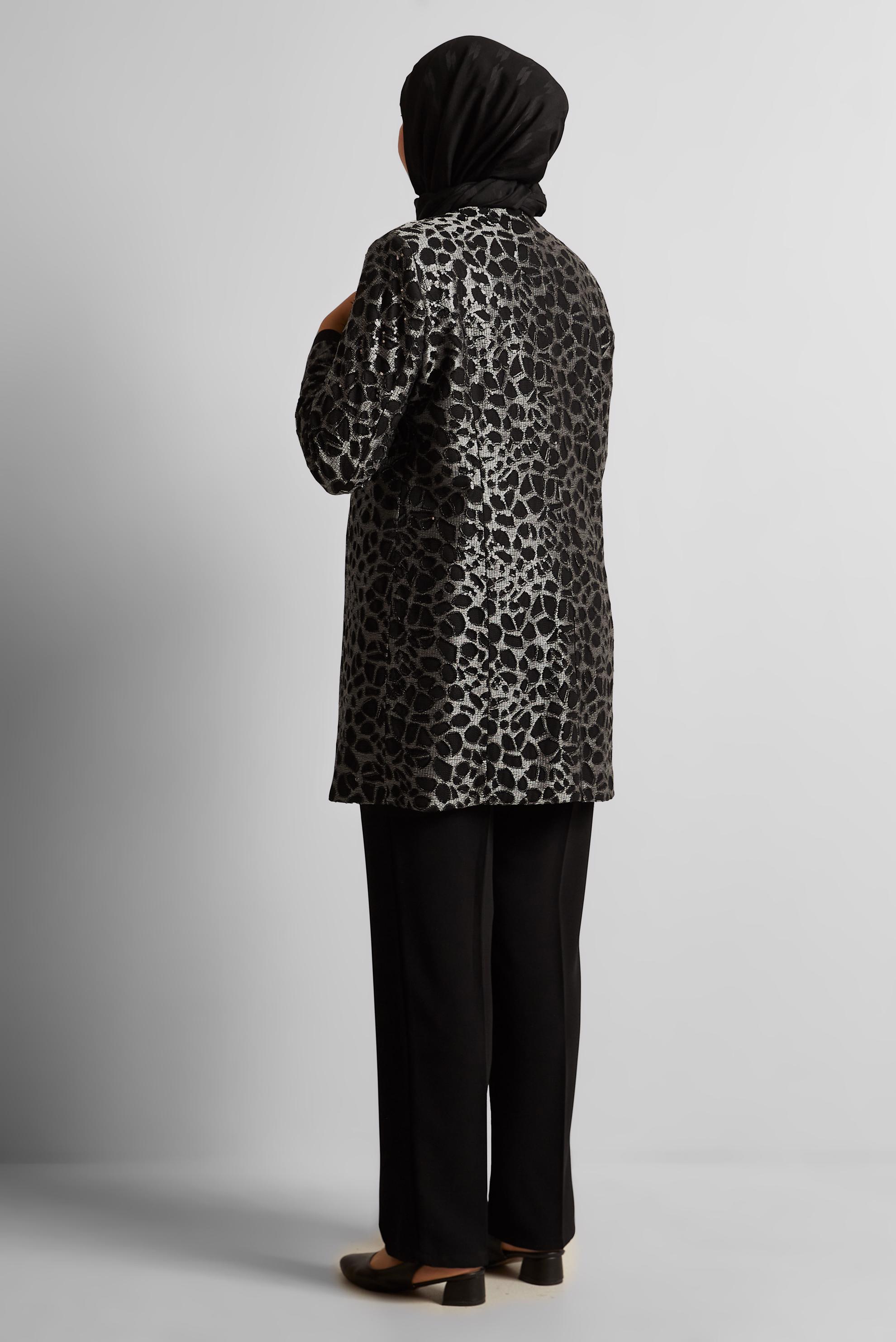 Vêtements hijab NOIR COSTUME PANTALON TROIS PIÈCES À MOTIFS 30452