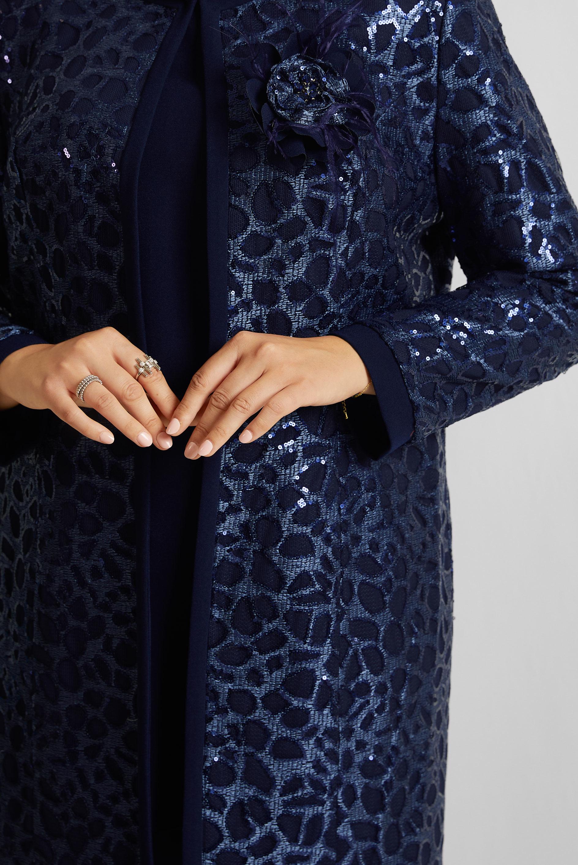 Vêtements hijab BLEU MARINE COSTUME PANTALON TROIS PIÈCES À MOTIFS 30452