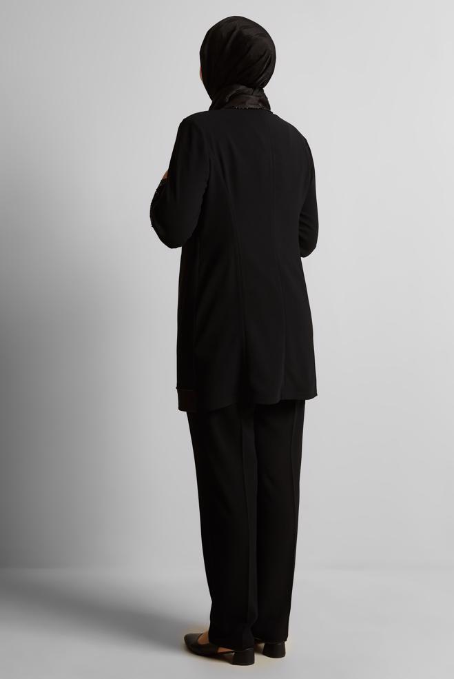 Vêtements hijab NOIR COSTUME PANTALON TROIS PIÈCES 30520 - ALVİNA