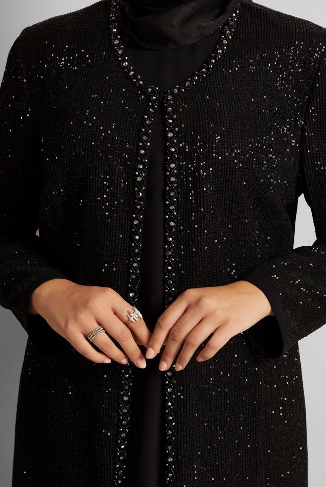 Vêtements hijab NOIR COSTUME PANTALON TROIS PIÈCES 30528 - ALVİNA