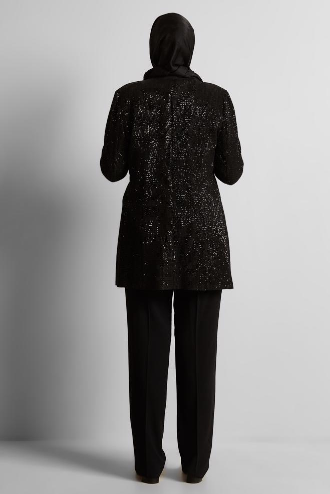 Vêtements hijab NOIR COSTUME PANTALON TROIS PIÈCES 30528 - ALVİNA