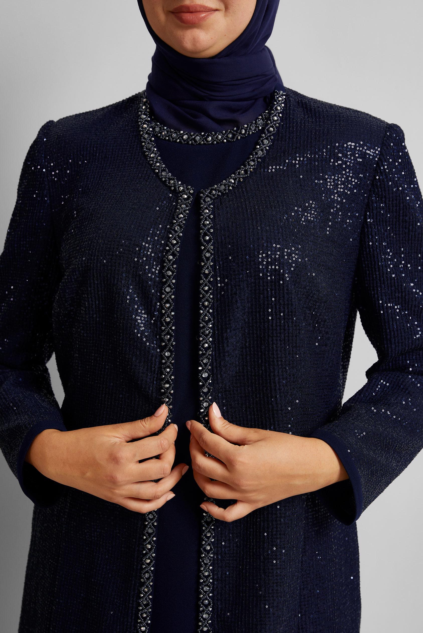 Hijab clothing NAVY BLUE THREE-PIECES PANTS SUIT 30528