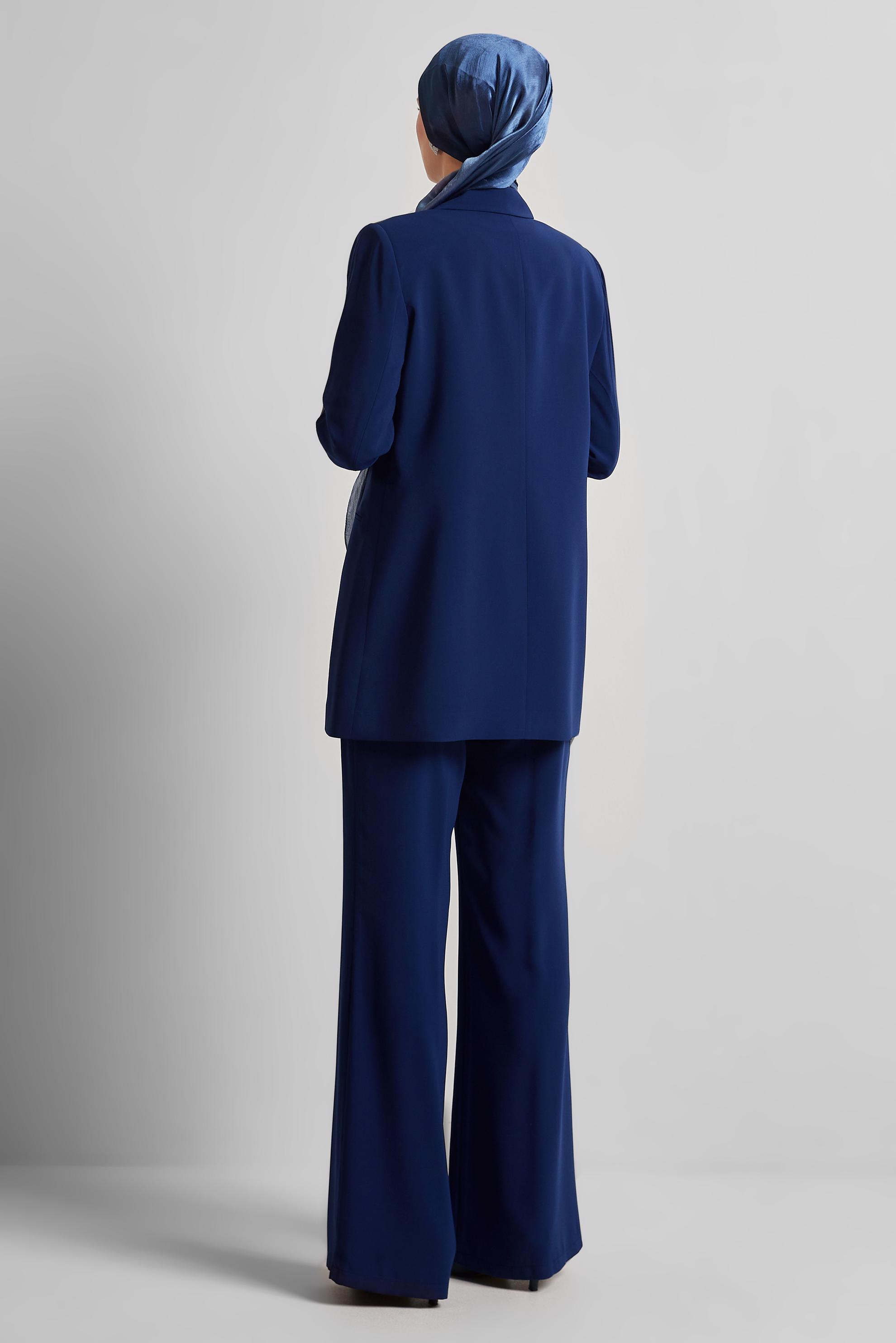 Tesettür giyim LACİVERT TAŞ DETAYLI PANTOLONLU TAKIM 30532